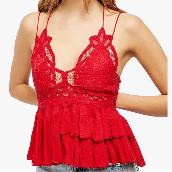 FREE PEOPLE | Adella Cami in Cherry Red - Picture 1 of 3